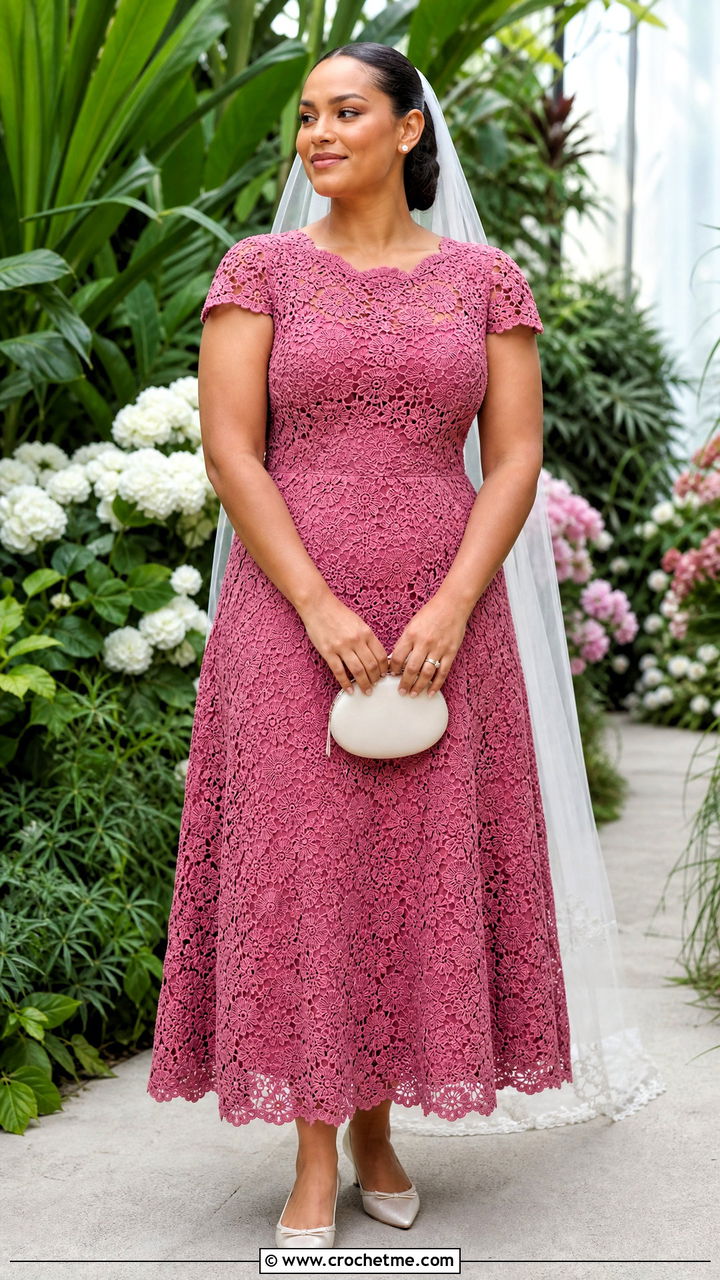 Cap Sleeve Crochet A Line Wedding Dress - 35 crochet wedding dresses outfit ideas