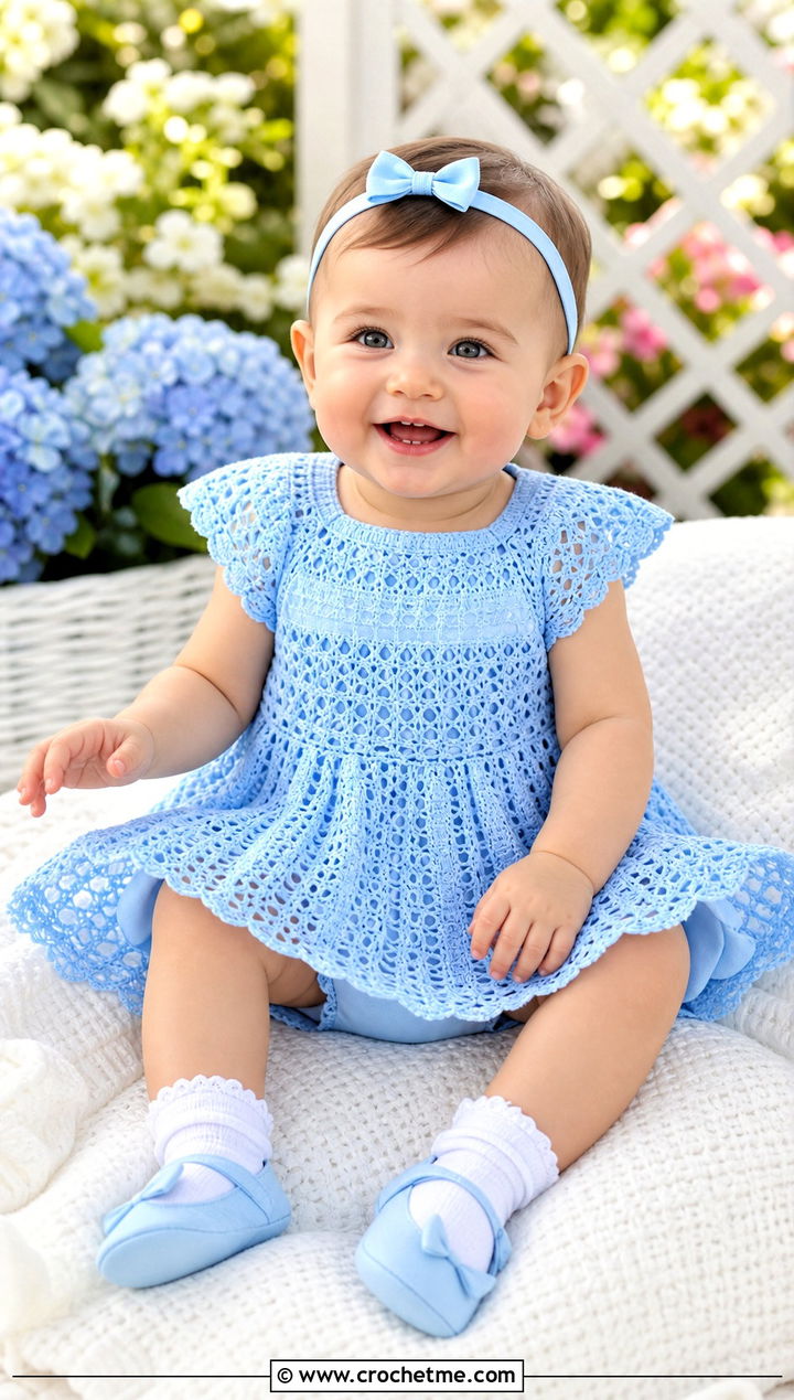 Cap Sleeve Crochet Blessing Dress With Ballet Flats - 15 Crochet Blessing Dress outfit ideas
