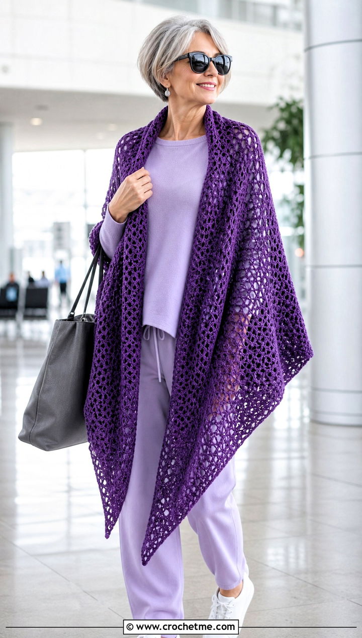 Cape Size Virus Shawl With Knit Set - 35 crochet virus shawl outfit ideas