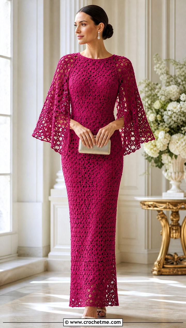 Cape Sleeve Crochet Wedding Dress - 25 Handmade Crochet Wedding Dress outfit ideas