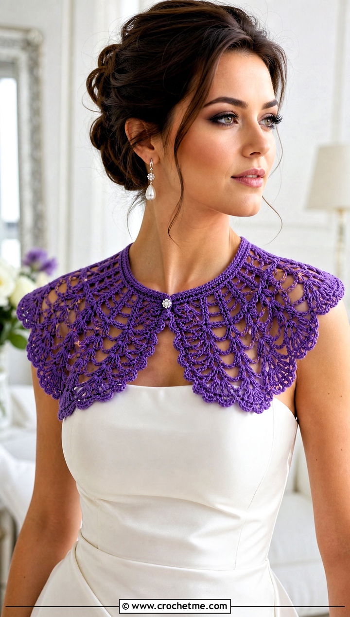 Capelet Crochet Collar With Strapless Gown - 15 Crochet Collar For Wedding outfit ideas