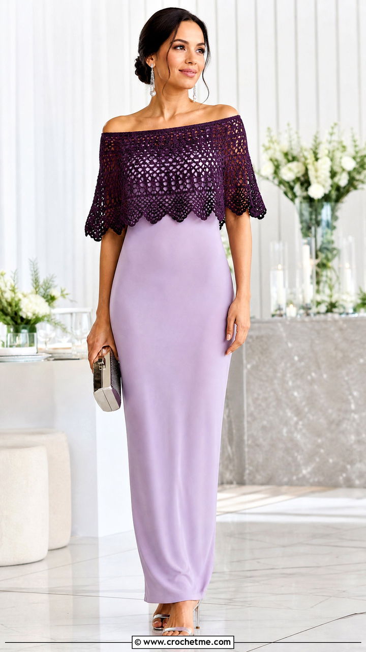 Capelet Crochet Off Shoulder Top With Column Dress - 35 Crochet Off Shoulder Top outfit ideas