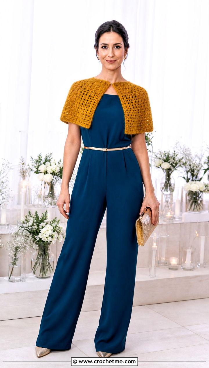 Capelet Mohair Crochet Shrug With Jumpsuit - 25 mohair crochet shrug outfit ideas
