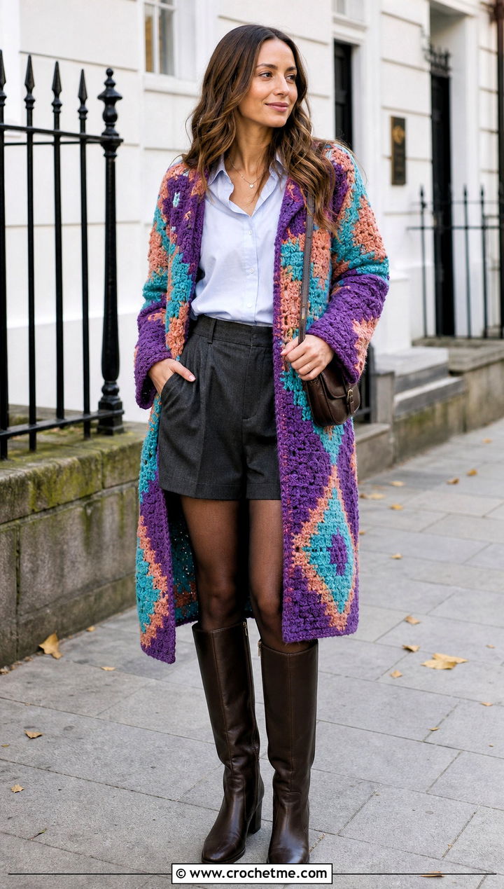 Car Coat Howl Crochet Coat With Tailored Shorts - 25 howl crochet coat outfit ideas