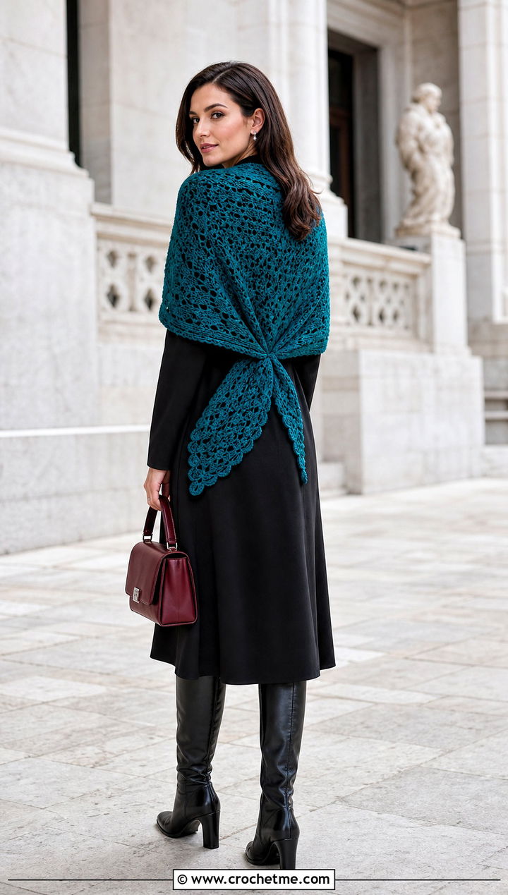 Carolina Shawl With Midi Dress - 35 crochet outlander shawl outfit ideas