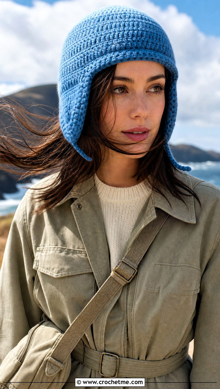 Caron Latte Cakes Aviator Hat With Utility Jacket - 25 caron latte cakes crochet hat outfit ideas