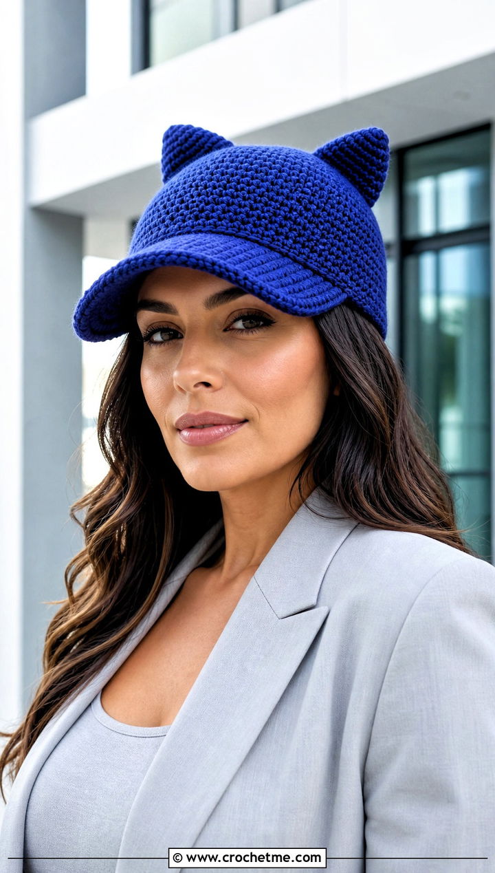 Cat Ear Amigurumi Baseball Cap With Monochrome Suit - 25 amigurumi baseball cap outfit ideas