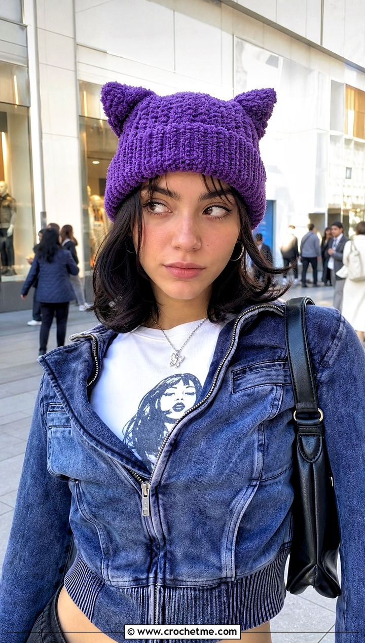 Cat Ear Chenille Beanie With Y K Outfit - 30 crochet chenille hat outfit ideas