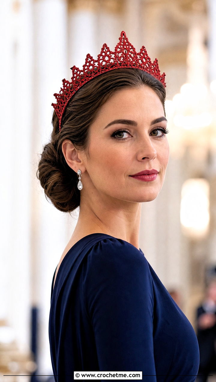 Cathedral Point Crochet Tiara Headband With Maxi Dress - 30 crochet tiara headband outfit ideas