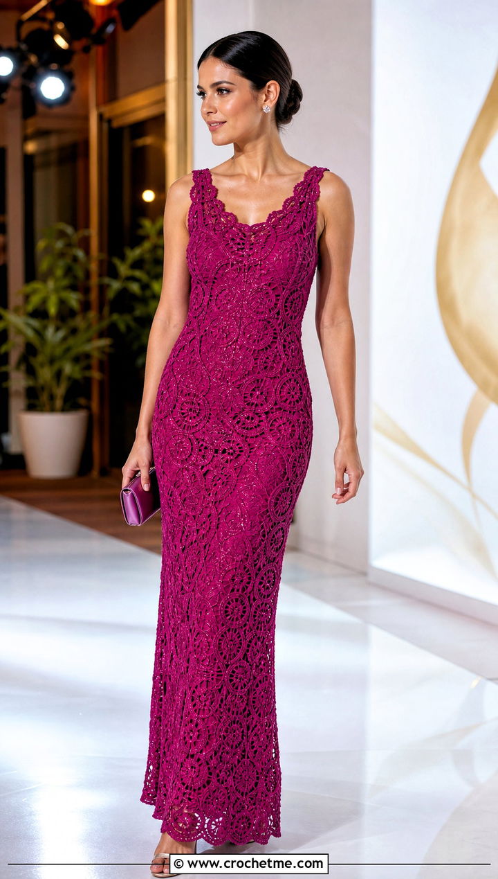 Celebrity Crochet Embellished Gown With Minimal Accessories - 30 celebrity crochet outfits ideas