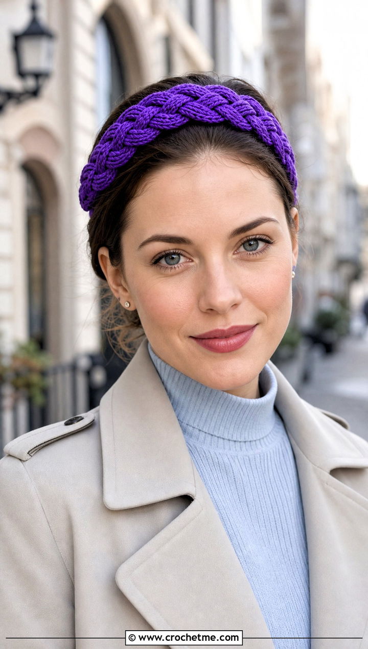Celtic Braid Crochet Headband With Trench Coat - 25 crochet braid headband outfit ideas