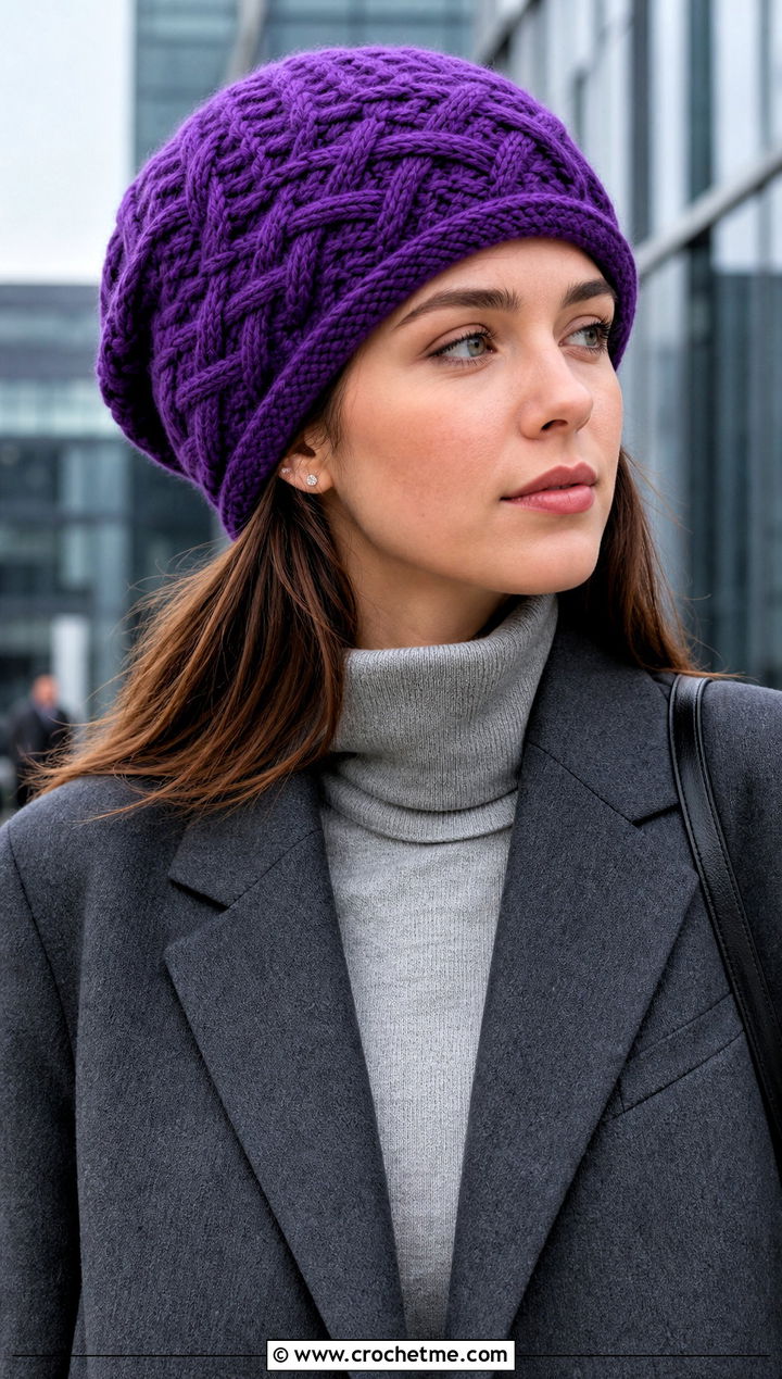 Celtic Cable Beanie With Wool Blazer - 20 Crochet Cable Stitch Beanie outfit ideas