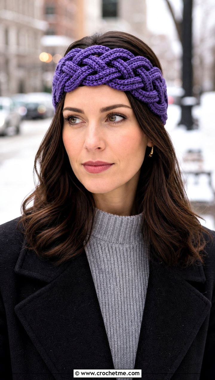 Celtic Cable Headband With Sweater Dress - 15 cable crochet headband outfit ideas