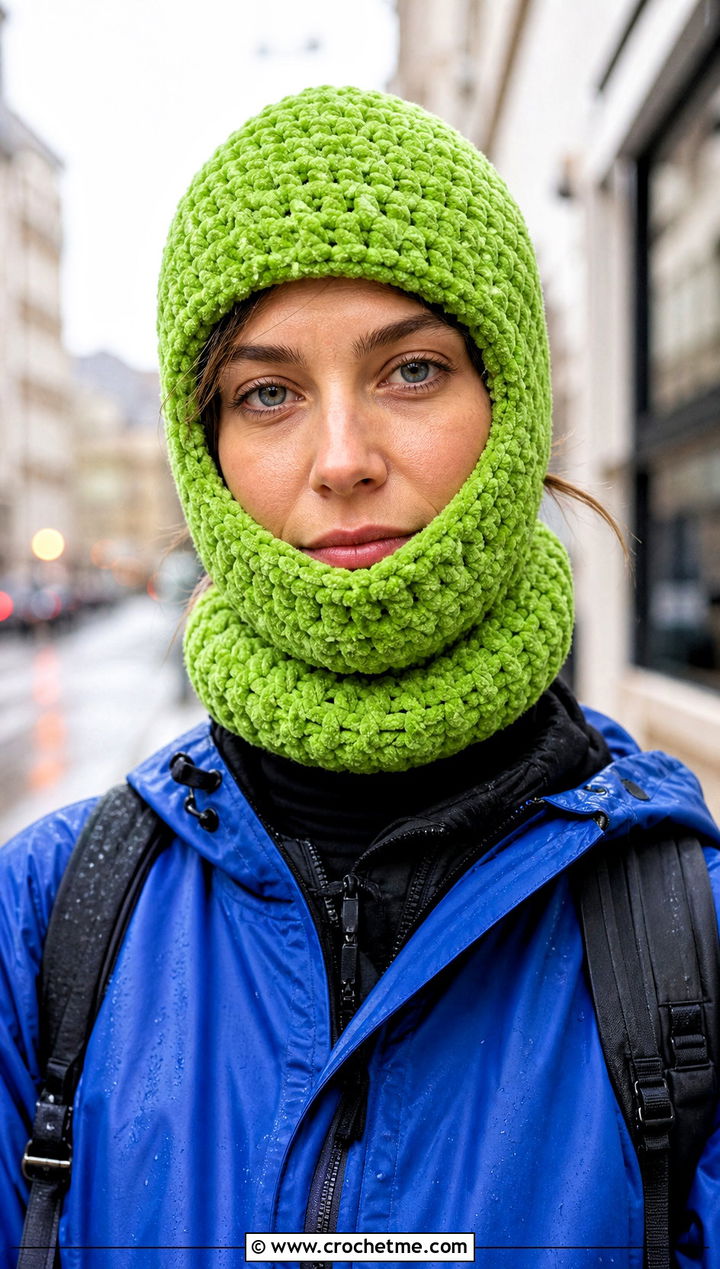 Chenille Balaclava Hat With Raincoat - 30 crochet chenille hat outfit ideas