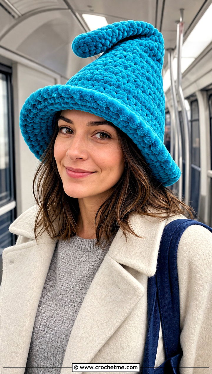 Chenille Slouchy Crochet Witch Hat With Knit Lounge Set - 30 slouchy crochet witch hat outfit ideas