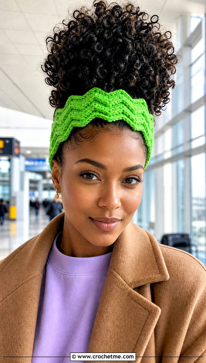 Chevron Crochet Headband With Matching Sweats - 30 crochet headband curly hair outfit ideas
