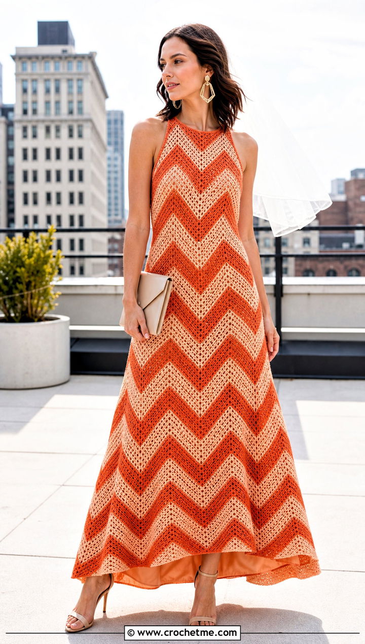 Chevron Handmade Crochet Wedding Dress - 25 Handmade Crochet Wedding Dress outfit ideas