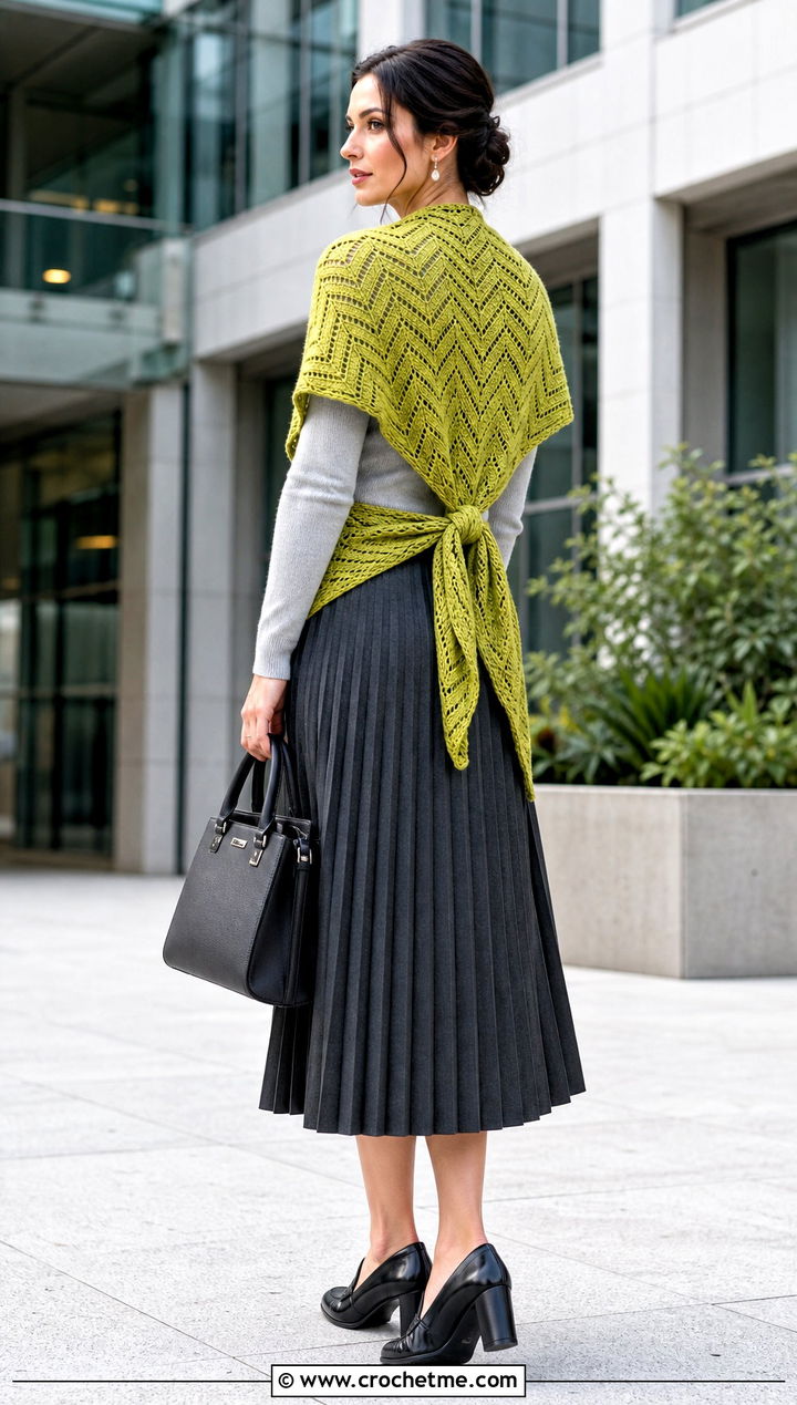 Chevron Outlander Shawl With Pleated Skirt - 35 crochet outlander shawl outfit ideas