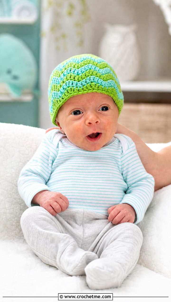 Chevron Preemie Crochet Beanie With Striped Bodysuit - 25 premie crochet hat outfit ideas