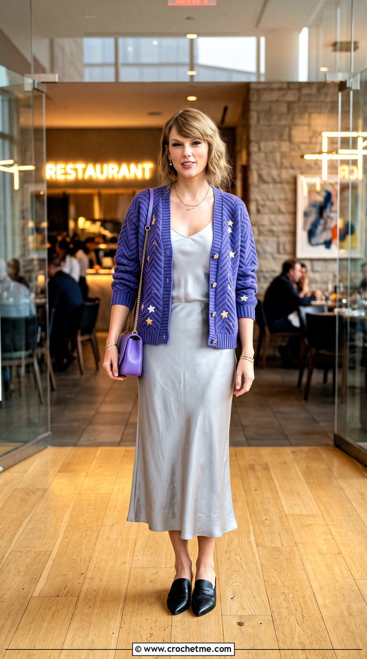 Chevron Taylor Swift Crochet Cardigan With Bias Cut Skirt - 35 crochet taylor swift cardigan outfit ideas