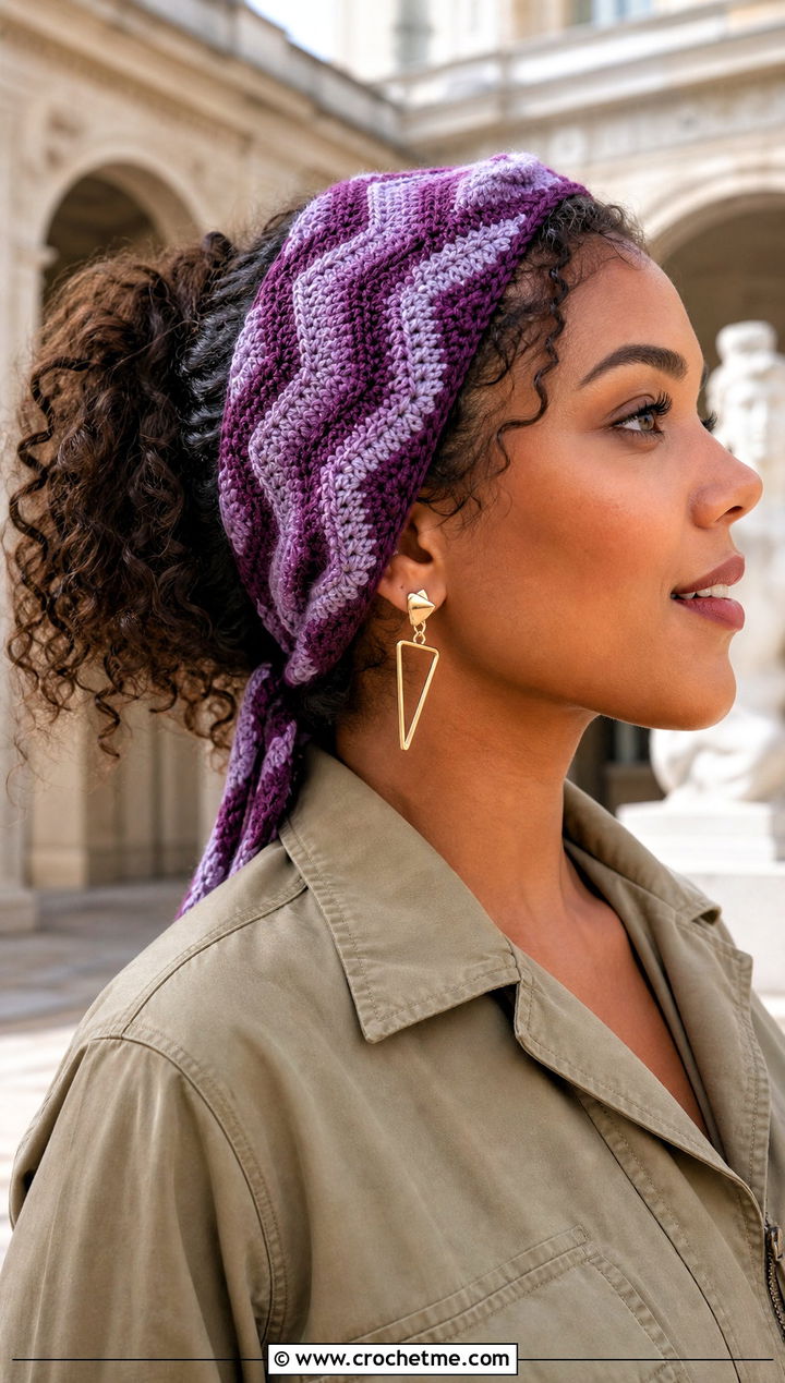 Chevron Tie Back Crochet Adjustable Headband With Utility Jumpsuit - 20 Crochet Adjustable Headband outfit ideas