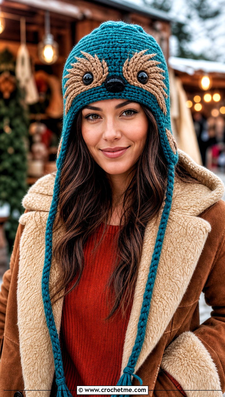 Chewbacca Crochet Earflap Hat With Shearling Coat - 30 crochet star wars hat outfit ideas