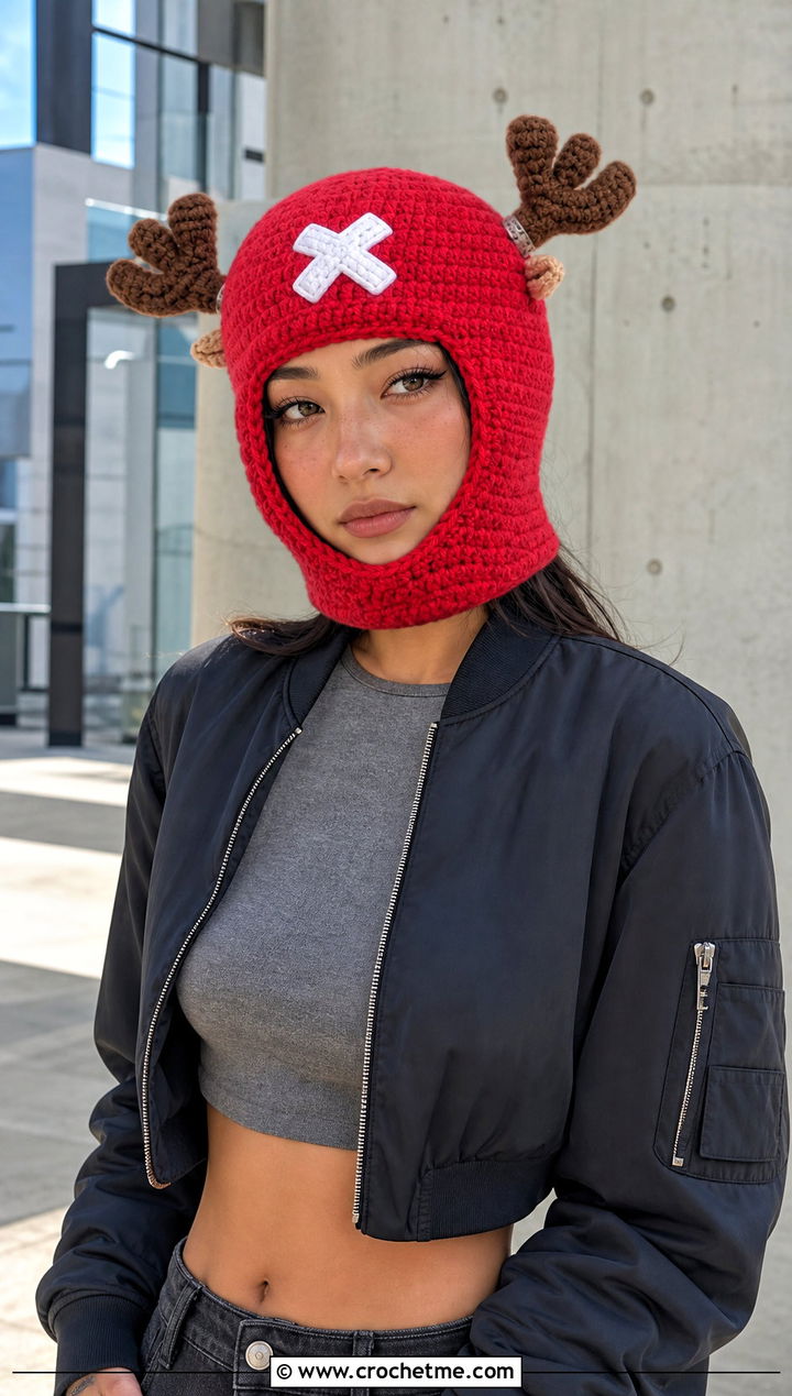 Chopper Crochet Balaclava Hat With Bomber Jacket - 25 chopper crochet hat outfit ideas