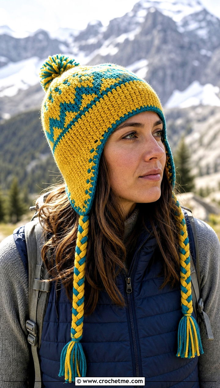 Chullo Inspired Crochet Earflap Hat With Quilted Vest - 15 Crochet Hat With Earflaps outfit ideas