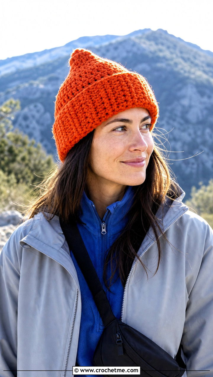 Chunky Alpine Crochet Hat With Fleece And Cargo Pants - 25 Easy Chunky Crochet Hat outfit ideas