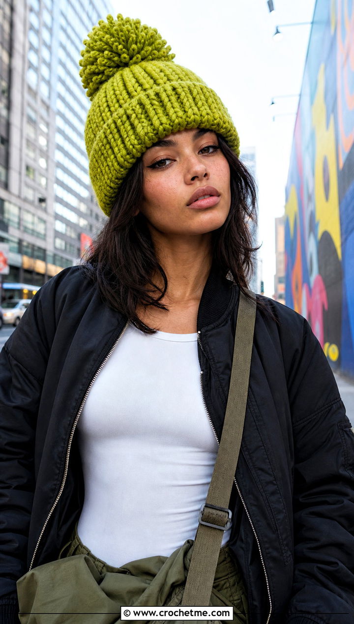 Chunky Bert Crochet Hat With Cargo Pants - 15 Bert Crochet Hat outfit ideas