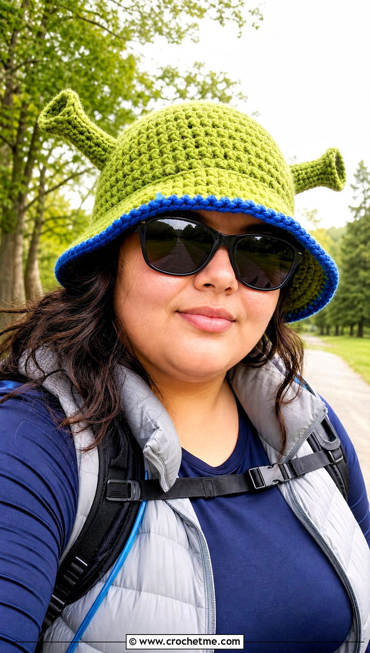 Chunky Brim Shrek Crochet Bucket Hat With Puffer Vest And Leggings - 25 shrek crochet bucket hat outfit ideas