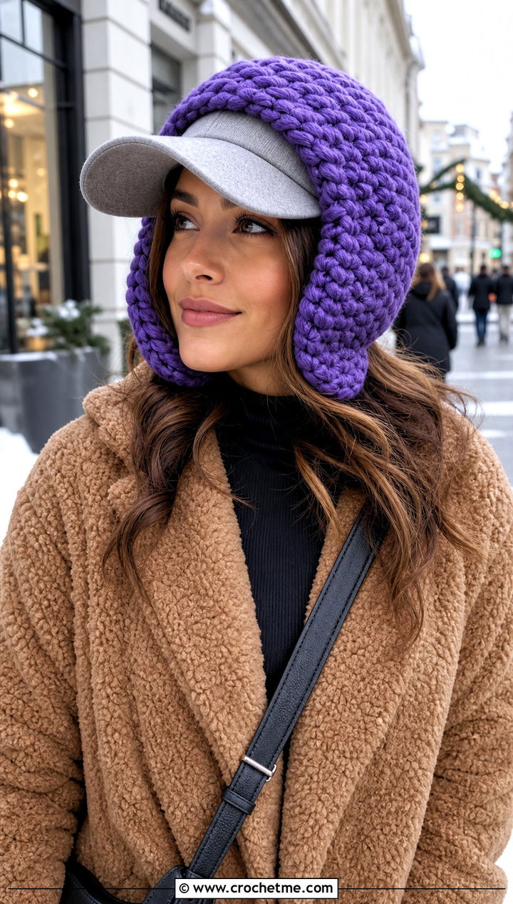 Chunky Crochet Baseball Hat Ear Warmer With Teddy Coat - 25 Crochet Baseball Hat Ear Warmer outfit ideas