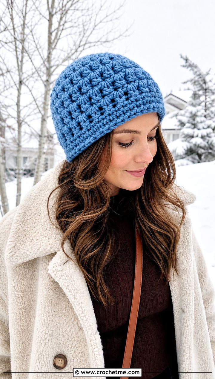 Chunky Crochet Beanie With Teddy Coat - 35 basic crochet beanie outfit ideas