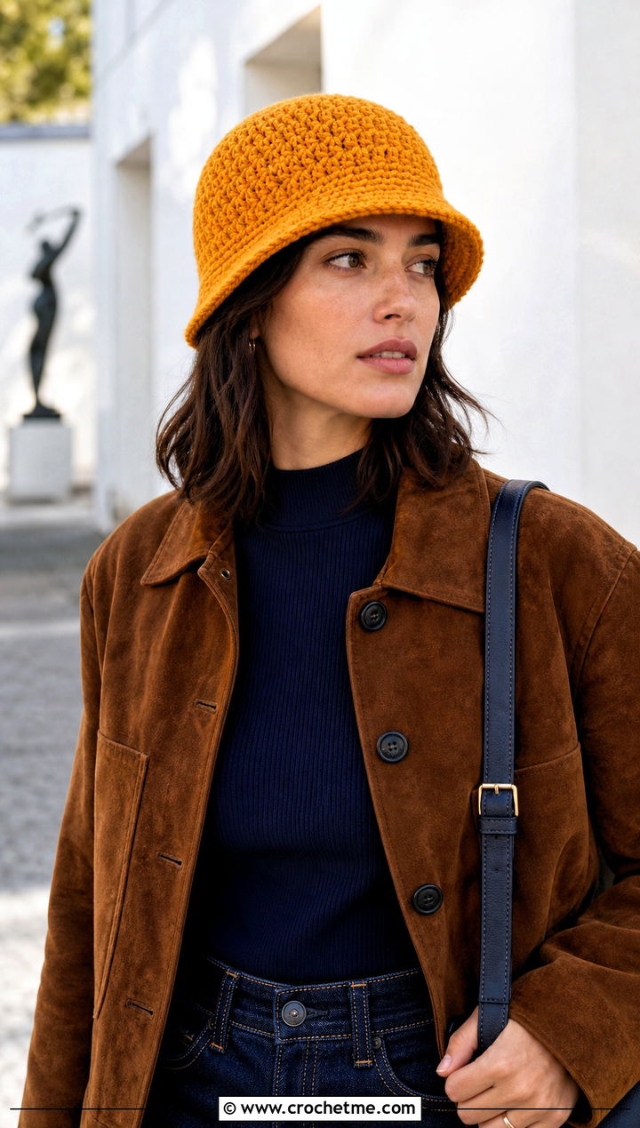 Chunky Crochet Cloche Hat With Wide Leg Jeans - 25 Chunky Yarn Crochet Hats outfit ideas