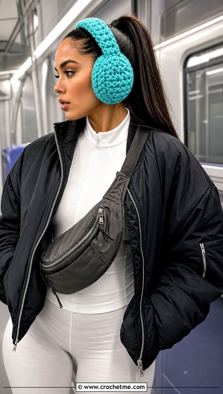 Chunky Crochet Earmuffs Headband With Cargo Pants - 25 Crochet Earmuffs Headband outfit ideas