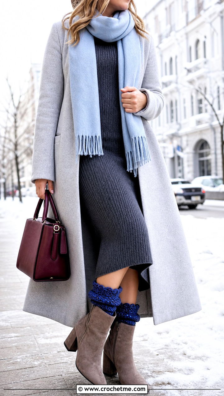 Chunky Crochet Frilly Socks With Ankle Boots - 25 Crochet Frilly Socks outfit ideas