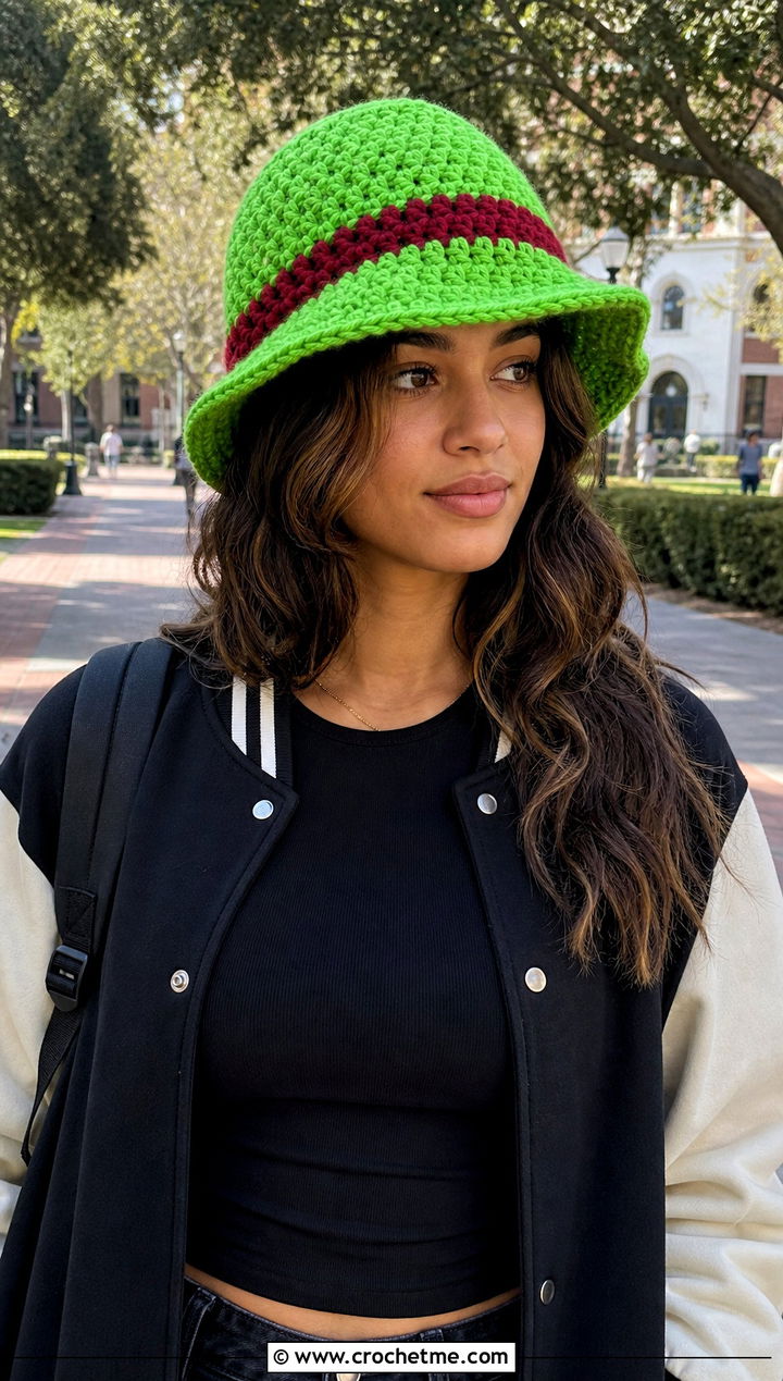 Chunky Crochet Luffy Hat With Varsity Jacket - 15 Crochet Luffy One Piece Hat outfit ideas