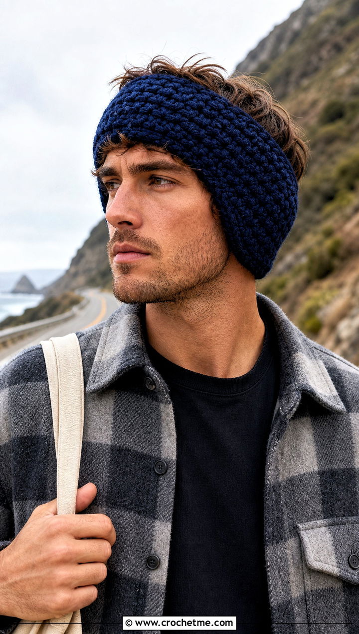 Chunky Crochet Mens Ear Warmer With Overshirt - 25 Crochet Mens Ear Warmer outfit ideas
