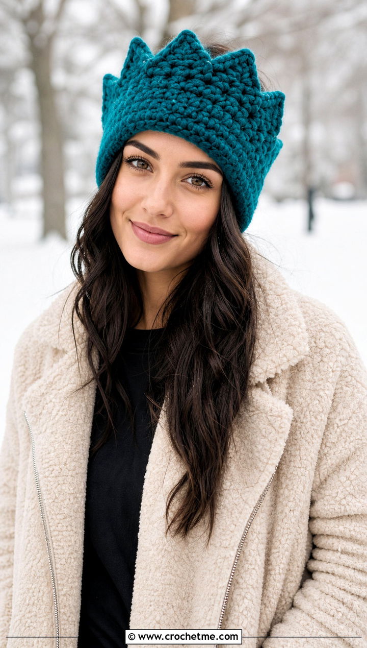Chunky Crown Ear Warmer With Teddy Jacket And Leggings - 25 crochet crown ear warmer outfit ideas