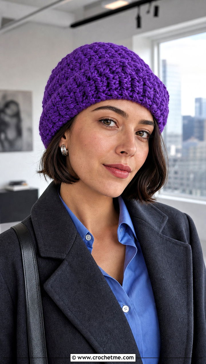 Chunky Fisherman Crochet Beanie With Tailored Trousers - 25 Chunky Yarn Crochet Hats outfit ideas
