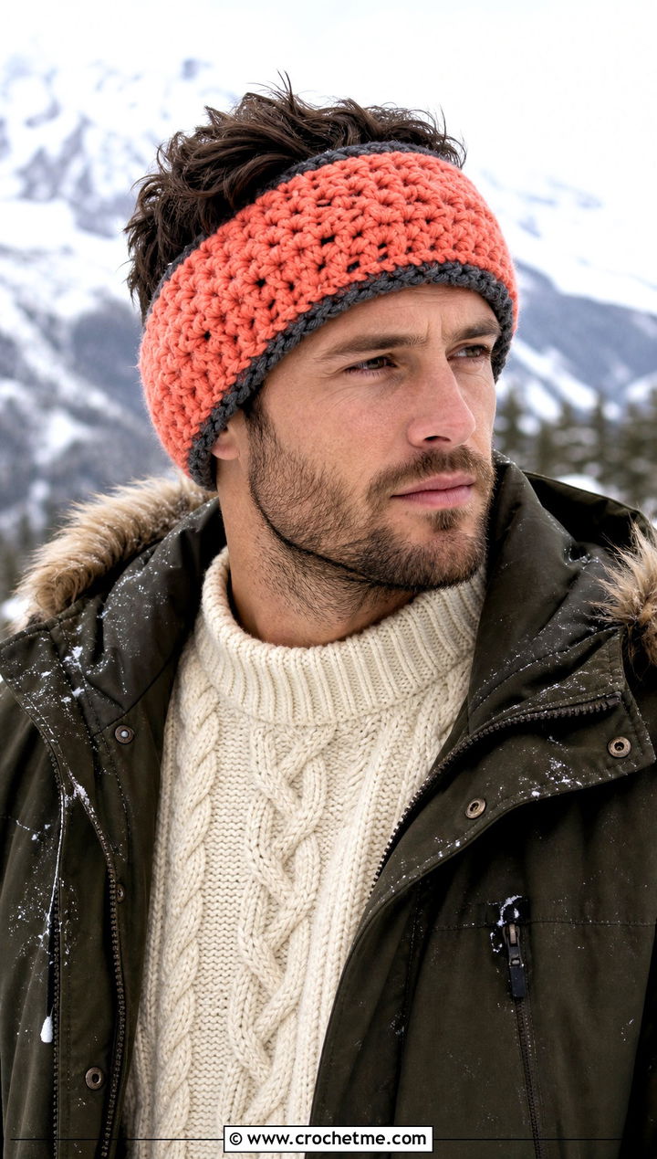 Chunky Fleece Lined Crochet Ear Warmer With Parka - 15 mens crochet ear warmer outfit ideas