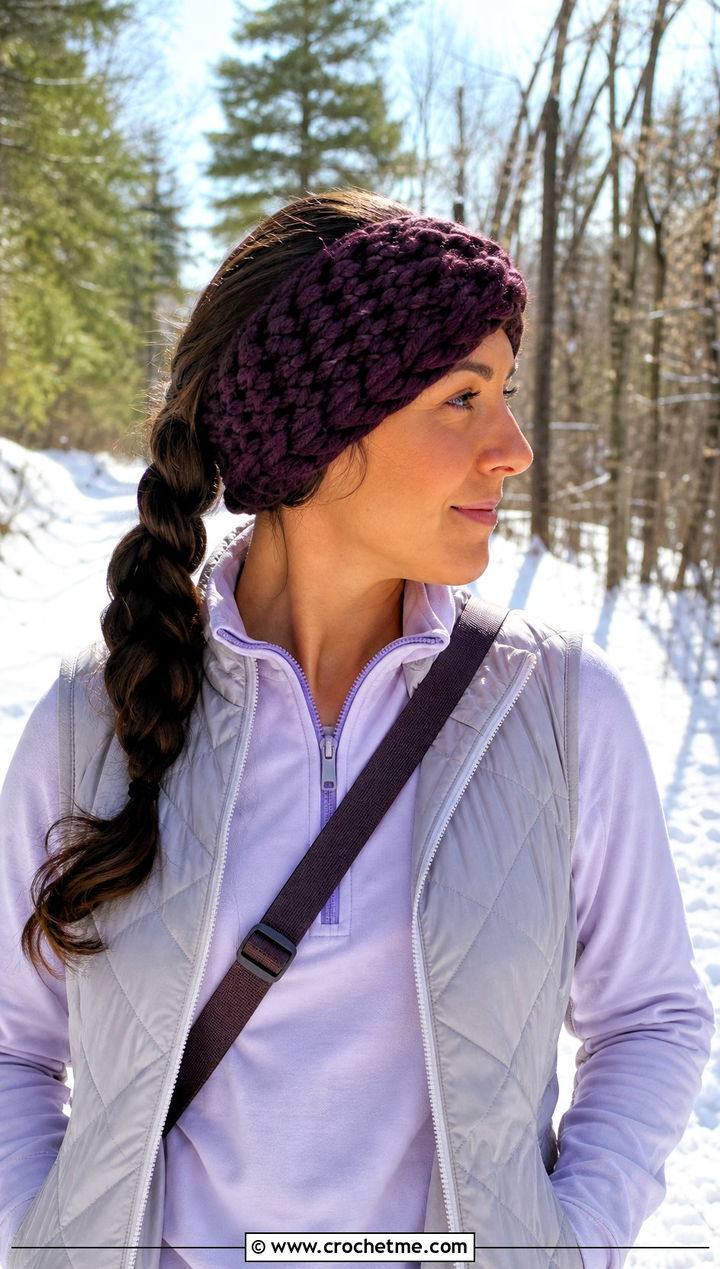 Chunky Knit Ear Warmer Headband With Athleisure - 15 knit or crochet headbands outfit ideas
