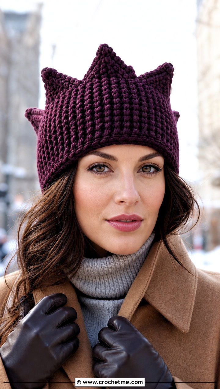 Chunky Ribbed Crochet Jughead Beanie With Wool Coat - 15 Crochet Jughead Beanie outfit ideas