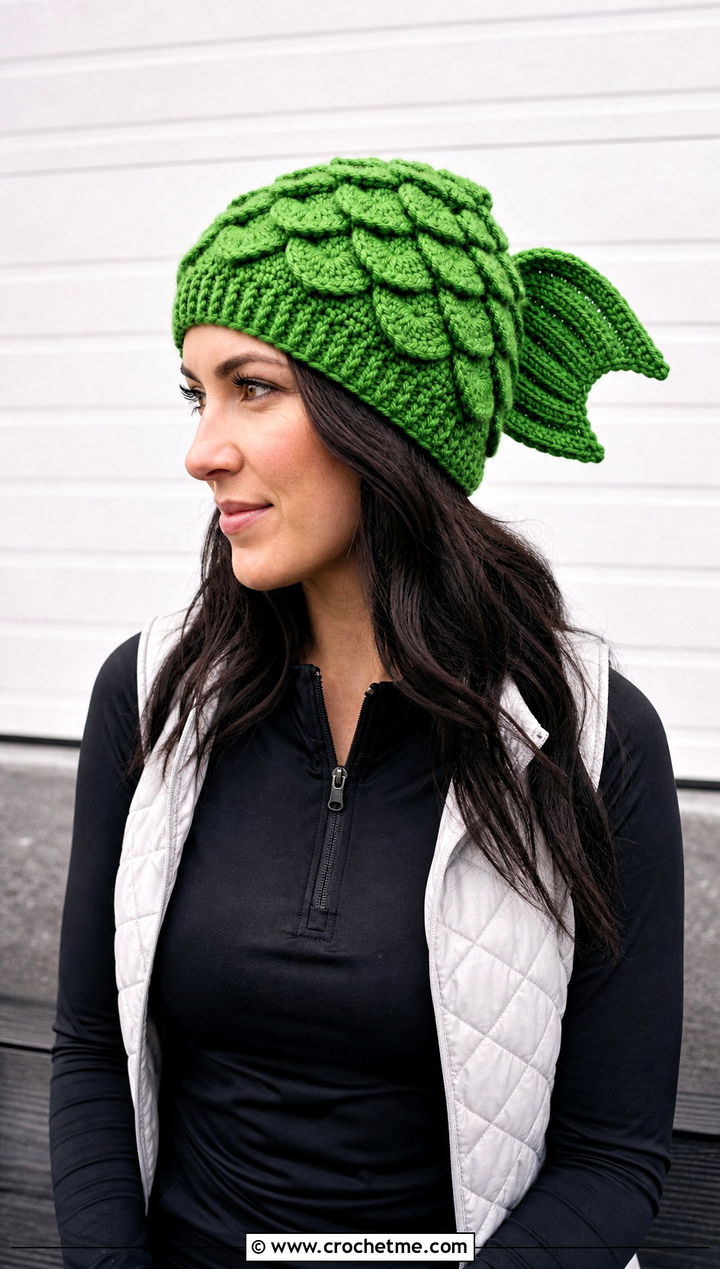 Chunky Scale Mermaid Tail Crochet Hat With Athleisure - 15 Mermaid Tail Crochet Hat outfit ideas