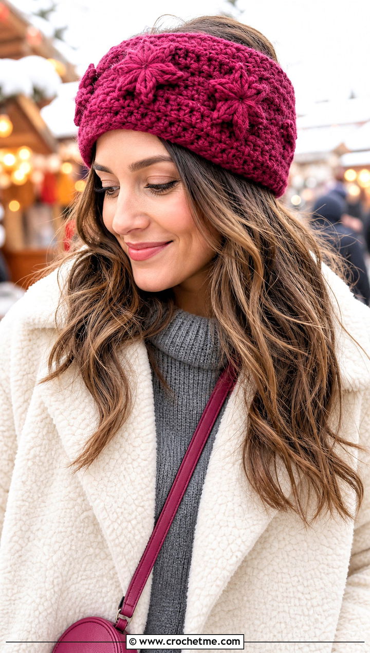 Chunky Star Headband With Teddy Coat - 25 crochet star headband outfit ideas