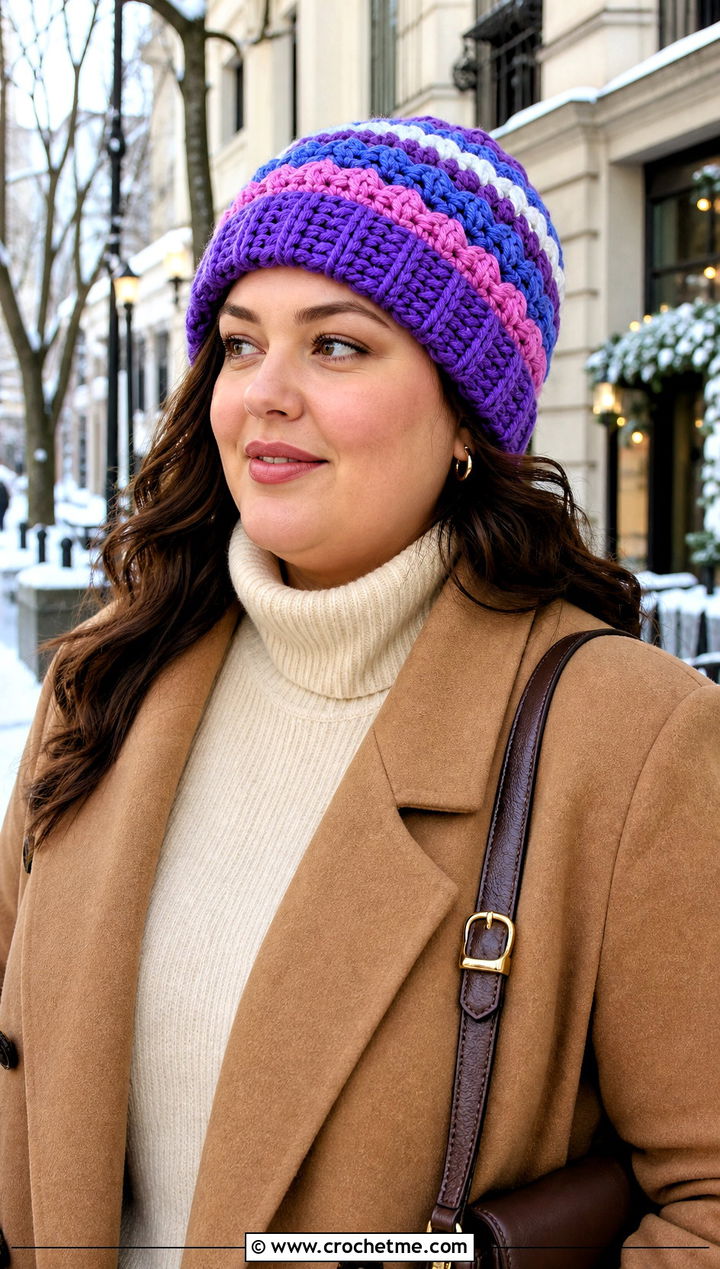 Chunky Tempest Crochet Beanie With Wool Coat - 15 tempest crochet beanie outfit ideas