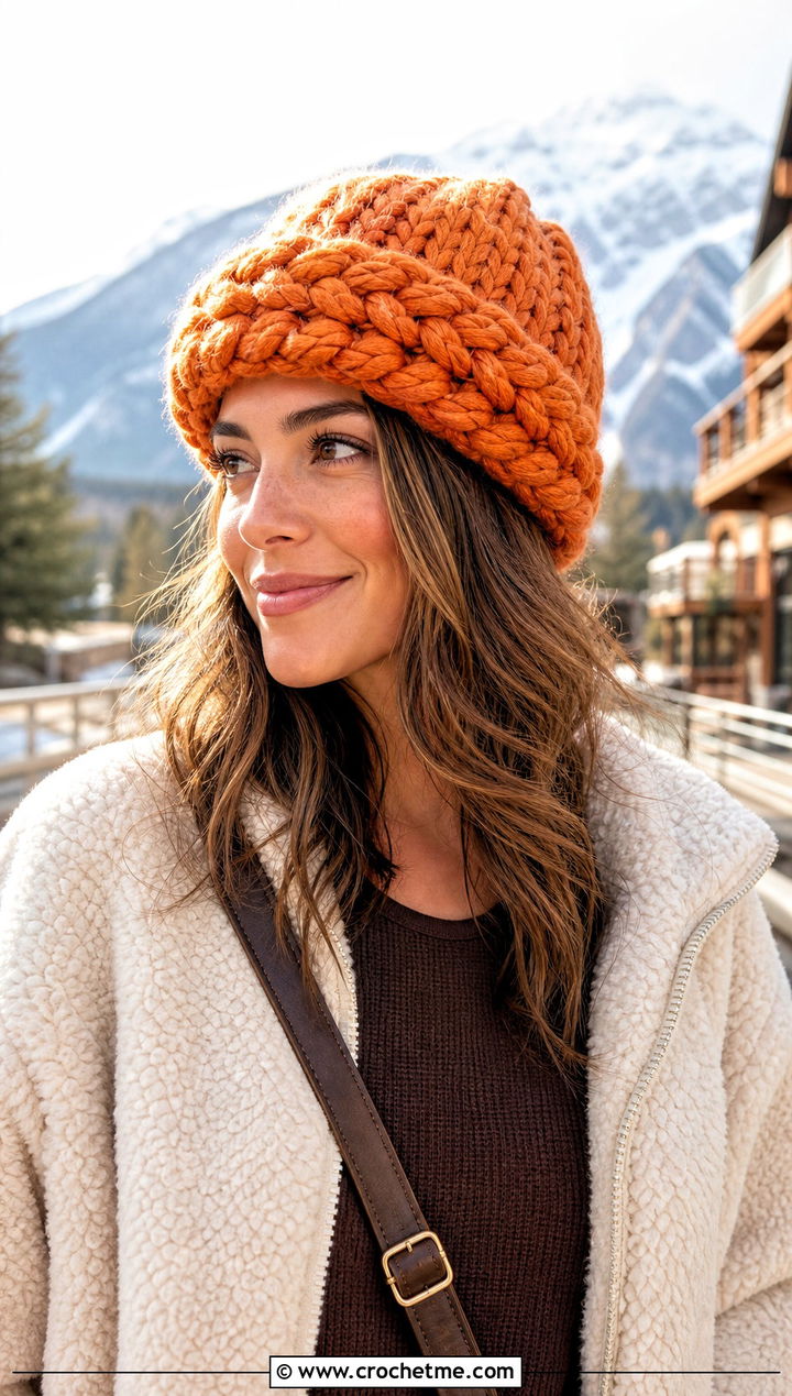 Chunky Three Strand Braided Beanie With Sherpa Jacket - 15 Braided Crochet Beanie outfit ideas