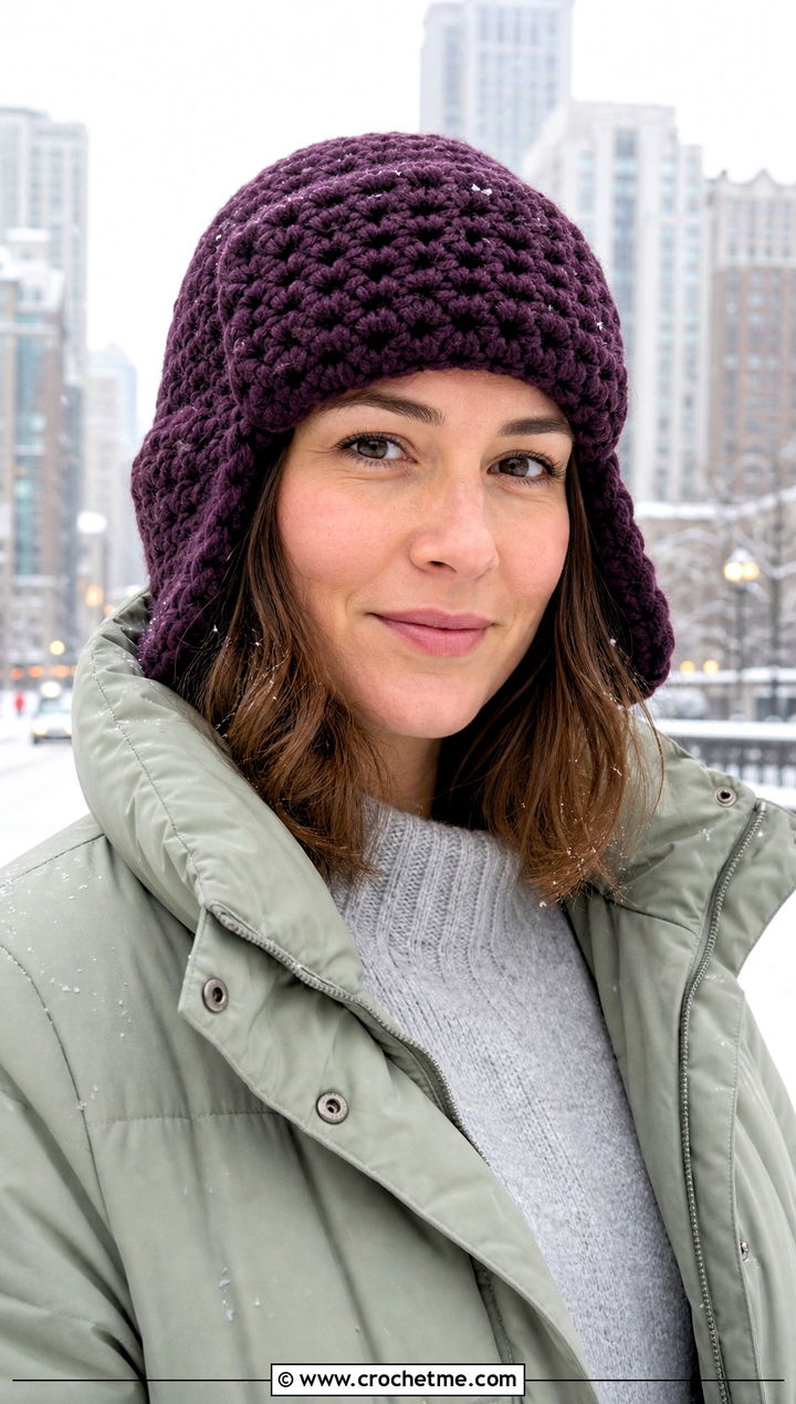 Chunky Trapper Crochet Hat With Parka - 30 chunky yarn crochet hat outfit ideas