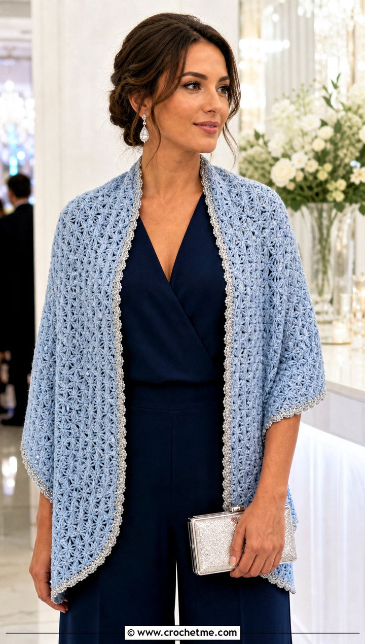 Cinderella Star Stitch Crochet Scarf With Evening Jumpsuit - 20 Crochet Disney Scarf outfit ideas