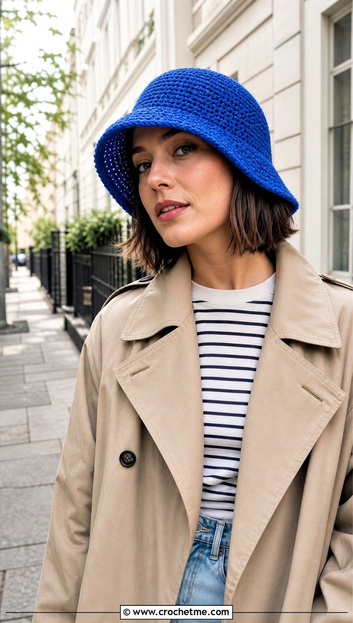 Classic Bell Shaped Crochet Cloche Hat With Trench Coat - 25 Cloche Crochet Hat outfit ideas
